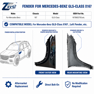 Aile avant gauche pour Mercedes GLS 167 2020 <span class=keywords><strong>2021</strong></span> 2022 2023 2024 2025 GLS450 GLS580 GLS63 AMG OE 1678802700 Remplacement - Product Image 3