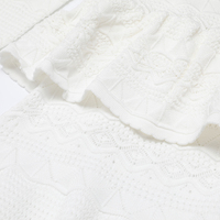 26262 Nouvelle Robe d'été pour femme de haute qualité, tricotée, col en V, à blocs de couleur, avec nœud ajouré décoratif, bord à volants, coupe ajustée, manches longues