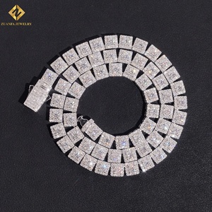 Collar de Moissanita de Joyería Fina al Mejor Precio, Plata 925 con Baño de Rodio, Collares Cuadrados de Lujo Unisex, Joyería Hip Hop al por Mayor - Product Image 3