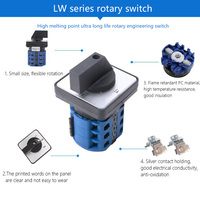 Interruptor de Leva Rotatorio Universal OKEY LW26-20, 25A, 3P, 4P, 3/4/5/6 Posiciones Ajustables, Cobre, IP40, para Control de Motor e Instrumentos, con Certificación CE