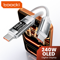 Cable de Datos USB-C Toocki Stable de 240W PD 3.1 con Pantalla OLED, Transmisión de 480Mbps, Aleación de Aluminio Trenzada para iPhone 17, Hogar y Oficina