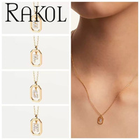Pendentif Mini Lettre Prénom Rakol PXL300, Bijou Micro Sertie de Zircon, Anti-ternissement, Tendance