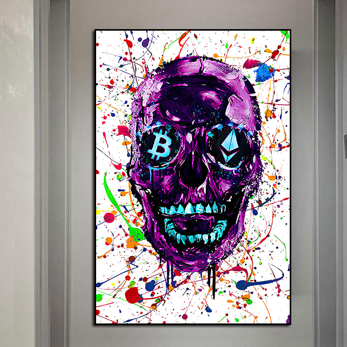 Skull With Headphones 117 Art Print by Noctarius - Fy