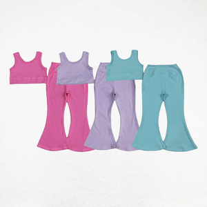 Ropa de yoga al por mayor para niñas pequeñas, conjunto de falda pantalón sin mangas con estampado de lazo de béisbol, ropa deportiva para niños - Product Image 4