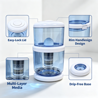 Pot filtrant à eau par gravité en gros, purificateur d'eau minérale multi-couches, distributeur d'eau de table de qualité alimentaire, facile à assembler