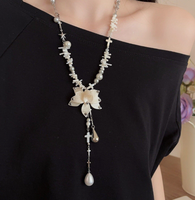 Collier pendentif croix gothique, collier ras du cou à franges multicouches pour femmes, style grunge audacieux