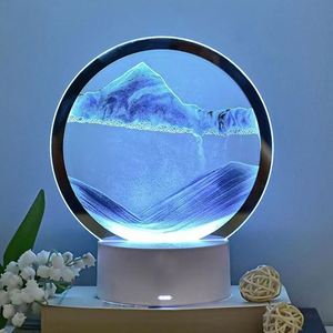 Sablier lampe <span class=keywords><strong>de</strong></span> table diode électroluminescente art <span class=keywords><strong>sables</strong></span> mouvants lampe <span class=keywords><strong>de</strong></span> <span class=keywords><strong>nuit</strong></span> 3D mobile sable boîte verre chambre lampe - Product Image 1