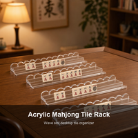 Support de rangement en acrylique transparent pour tuiles de Mahjong, organisateur de bureau à fentes ondulées pour jeu de Mahjong, présentoir et support de rangement pour la maison et le club