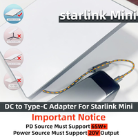 Kabel Adaptor Daya USB-C ke DC (0.2m) Bahan ABS Perak Kompatibel dengan Power Bank/Pengisi Daya PD Perangkat Starlink Mini Asli