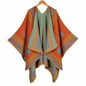 Retro Ethnic Argyle Style Women's Split <b>Shawl</b> Travel Photography Warm Outer Wear Cardigan Reversible Lightweight Wholesale - Product Image 4