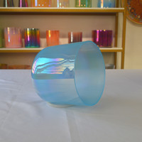 Bol chantant en cristal bleu translucide Aurora, bol chantant en cristal de quartz pur, bols sonores alchimiques pour la méditation