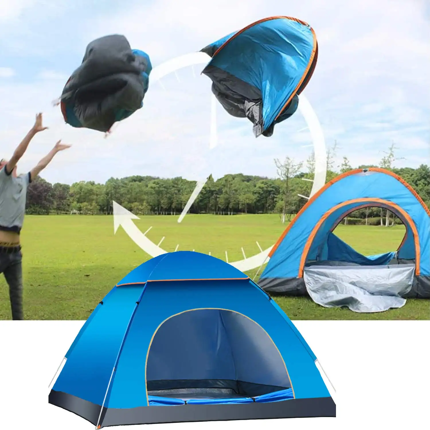 Outdoor camping folding automatic tent 3-4 people beach easy speed open double pop up Family Travel tent