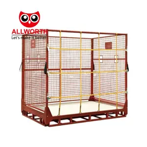 Cages de stockage en métal avec le conteneur se pliant de grillage de sécurité de cage de grillage de roues