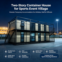 Maison conteneur modulaire à deux étages, extensible, respirante, à structure en acier moderne, avec balcon, pour hébergement hôtelier temporaire sportif