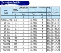 Module d'alimentation redresseur à pont de diodes triphasé DOTO 50A 1200V avec boîtier métallique en aluminium SQL 50A 1200V