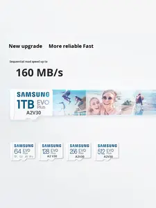 Nueva Tarjeta de <span class=keywords><strong>Memoria</strong></span> Original Samsung EVO Plus de 64GB/128GB/256GB/512GB, Tarjeta <span class=keywords><strong>SD</strong></span> V30 <span class=keywords><strong>Micro</strong></span> TF Flash U1/U3 C10 para Teléfono - Product Image 2