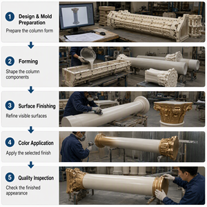Molde de Plástico ABS para <span class=keywords><strong>Columnas</strong></span> <span class=keywords><strong>Romanas</strong></span> Redondas Lisas, Pilares Decorativos, Capitelales, Bases y Proyectos Arquitectónicos Clásicos - Product Image 2