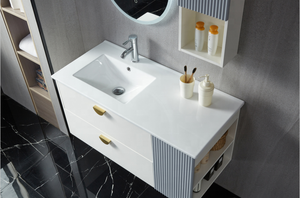 Mobile da bagno con lavabo e mobiletto laterale sospeso Set di mobili da bagno impermeabili - Product Image 3