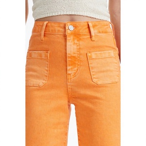 Jean en denim pour femme, taille haute, coupe droite, poches brodées, délavage vintage, style mode décontracté streetwear, design personnalisé - Product Image 5