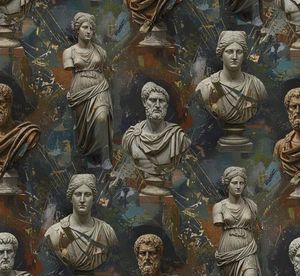 Greco Roman Marble Statue <b>Window</b> Curtains Dense Floral Design 70% Light Blocking Premium Decorative Fabric Panels for Home - Product Image 5