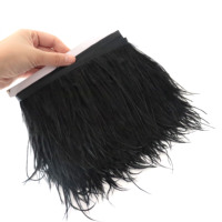 Ruban de plumes d'autruche teintes de 10-13 cm, fait main, pour couture DIY, accessoire de vêtement pour carnaval, fête, mariage et décorations.
