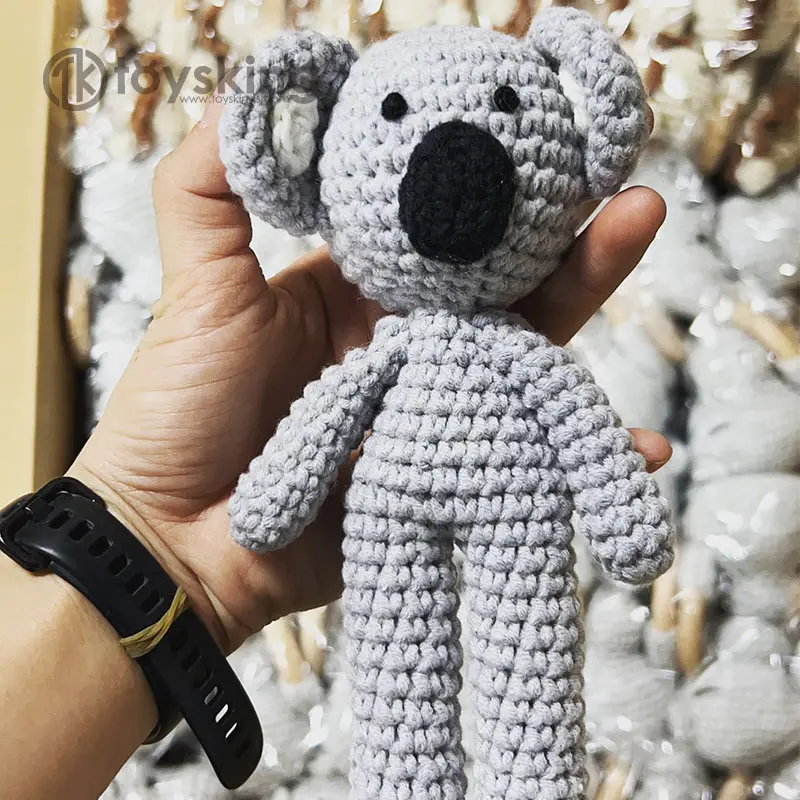Toysking juguetes de peluche suaves 100% hecho a mano Crochet Koala pequeño bebé Plushi gran oferta 18cm felpa Unisex personaje gris