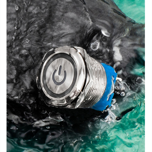 22mm Silver LED Push Button <b>Switch</b> IP66 <b>Waterproof</b> with 1NO Wire Socket Plug Self-Locking Featuring LED - Product Image 1