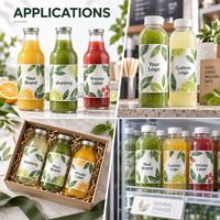 Étiquettes adhésives en papier alimentaire en vrac, impression couleur, découpe à la presse, finition mate, étiquettes en rouleau pour bouteilles de jus