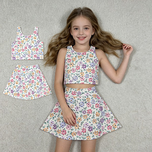 Uniformes Deportivos RTS, Uniforme de Animadoras con Flores, Falda Pantalón para Niñas Pequeñas, Conjuntos de Ropa al por Mayor para Hermanas - Product Image 1