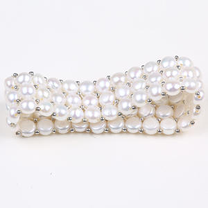 Zhuji 6-8mm Natural <b>Freshwater</b> <b>Pearl</b> <b>Bracelet</b> White Handpiece Bread Bead Three-Layer <b>Bracelet</b> Elegant <b>Pearl</b> Bangle - Product Image 2