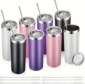 Gobelet isotherme en acier inoxydable de 20 oz, style américain, personnalisable avec logo, pour sublimation, avec couvercle à paille, bouteille d'eau mince - Product Image 5