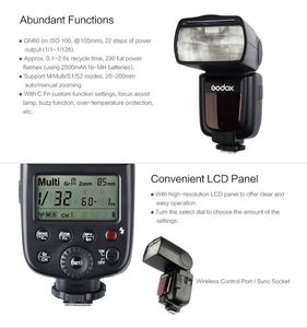 Godox TT600 Speedlite 2.4G sans fil intégré x-system GN60 <span class=keywords><strong>Flash</strong></span> universel - Product Image 6