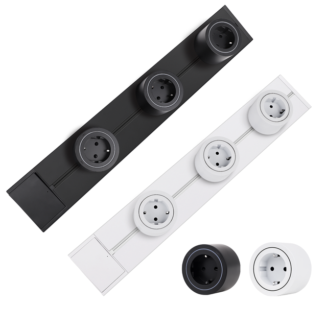 Touchmi Surface Wall-Mounted Electrical Rail Track with Switch 32A EU Socket 3 Outlets Multi-Functional Rail Outlet
