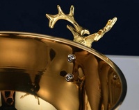 Seau à glace en acier inoxydable 304 tête de cerf doré champagne, seau à glace pour champagne