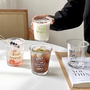 Tazza di vetro coreano per uso domestico latte Tea tazze <span class=keywords><strong>da</strong></span> caffè stampa alfabeto <span class=keywords><strong>bicchieri</strong></span> per caffè - Product Image 3