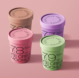 Bán buôn dùng một lần lấy đi cấp thực phẩm chất lượng cao tùy chỉnh in logo giấy <span class=keywords><strong>Ice</strong></span> <span class=keywords><strong>Cream</strong></span> cup bồn tắm với nắp giấy - Product Image 1