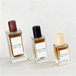 Chai nước hoa thủy tinh vuông cao cấp, có thể nạp lại, dung tích 30ml 50ml 100ml, nắp gỗ, kèm hộp - Product Image 3