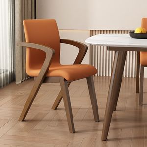 Silla de <span class=keywords><strong>Comedor</strong></span> de Diseño Moderno, Estructura de Madera Sólida y Resistente, Respaldo con Tapicería de Cuero, para Hogar y Hotel L115 - Product Image 1
