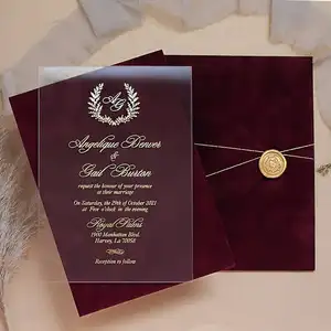 Klare Acryl Hochzeit Einladung karten Kunststoff Glas Goldfolie Prägung Acryl Hochzeit und Empfang Einladung karten