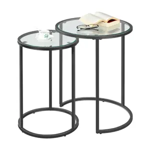 מודרני ריהוט מזג זכוכית עגול קינון סוף שולחן סט 2 חתיכות עבור ספה צד סלון חדר שינה
