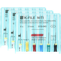 Lot de 6 K-files dentaires NiTi flexibles pour canaux radiculaires, 21/25/31 mm, à usage manuel, en nickel-titane, fournitures endodontiques