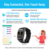 L16Pro Reloj de alerta para ancianos Reserva de energía a prueba de agua Pantalla TFT Banda de gel de sílice Recordatorio de llamada de emergencia Reloj SOS para personas mayores