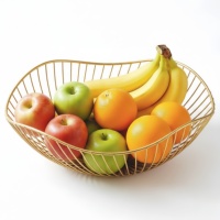 Corbeille à fruits artistique en métal ondulé, bol ouvert en fil métallique pour comptoir de cuisine, rangement pain, légumes et collations