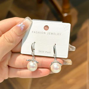 Pendientes de Perlas con Circonita, Diseño de Botón, Chapados en Oro, para Mujer, Oferta - Product Image 5