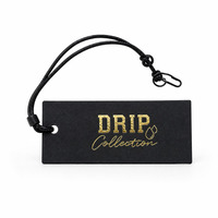 Étiquettes suspendues en carton noir mat écologiques avec logo en feuille d'or pour vêtements et chaussures, étiquettes personnalisées pour vêtements