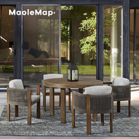 Luxus Esstisch Set Holz Runder Tisch Rattan Stuhl Nordic Cafe Hocker Stühle Terrassen möbel Bank Outdoor Ess-Set