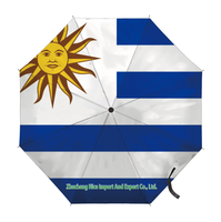 Parapluie pliant avec drapeau de l'Uruguay, ouverture et fermeture automatiques, parapluie compact, portable, grand format, pour la protection contre la pluie, résistant au vent