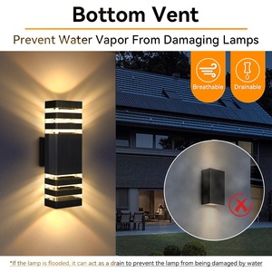 방수 실외용 사각 상하향 조명 표면 실장형 벽등, 가정 현관 차고용/LED 벽등/벽 램프 - Product Image 5