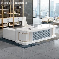 Table de direction blanche, table de beauté médicale, combinaison chaise et table, bureau moderne de luxe léger, table élégante pour femmes, table de président