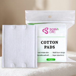 Tampons en <span class=keywords><strong>coton</strong></span> bio gaufrés doux jetables écologiques à 3 couches pour le démaquillage du visage, carrés, OEM - Product Image 1